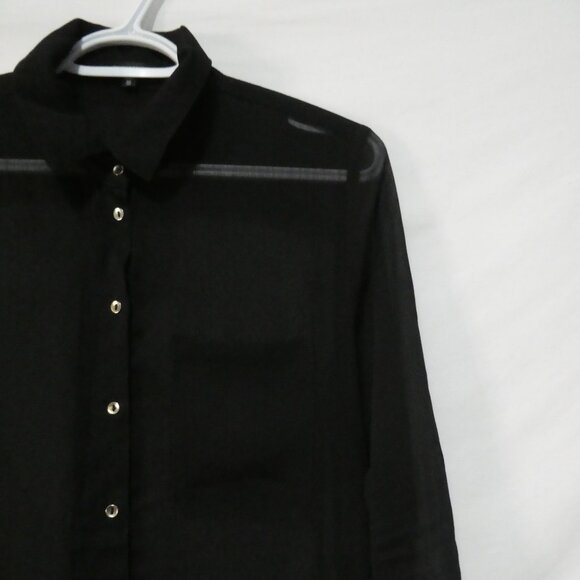 DYNAMITE | xs - extra small | Sheer Black Button-Up Long Sleeve Dress | NWOT - Picture 5 of 16